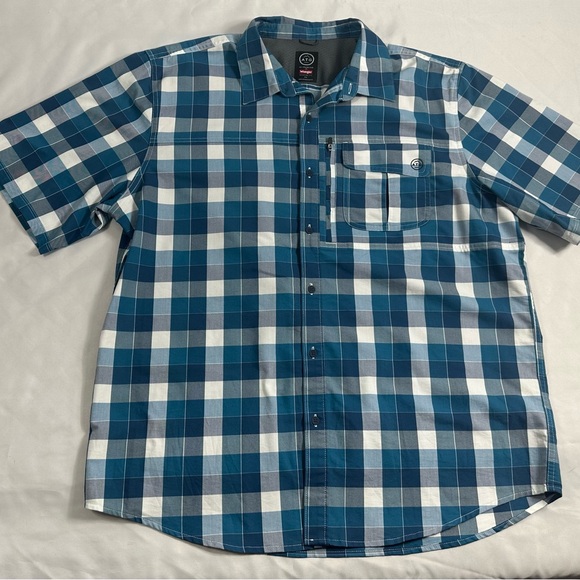 Wrangler Other - Wrangler Men's Teal and White Plaid Button Down Shirt